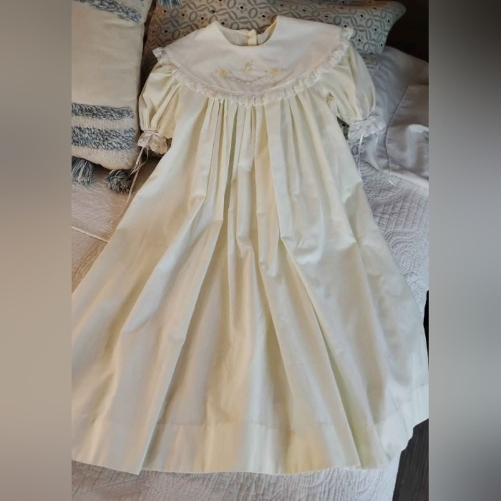 Custom Handmade Heirloom Dress Monogrammed "A" Not Smocked